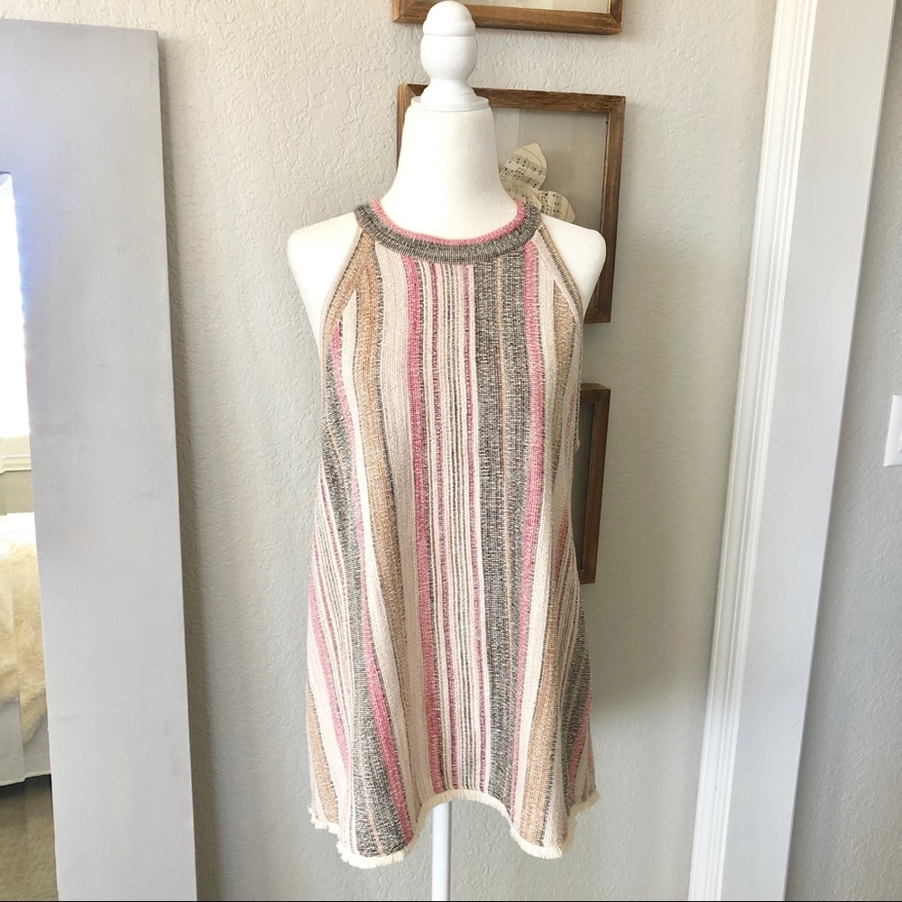 Anthropologie Striped High Neck Top - Large